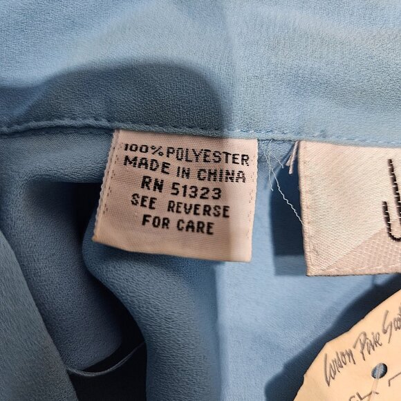 Josephine Shirt Womens 16 Blue Flutter Sleeve Button Up Vintage Style Bow Blouse - Picture 14 of 15